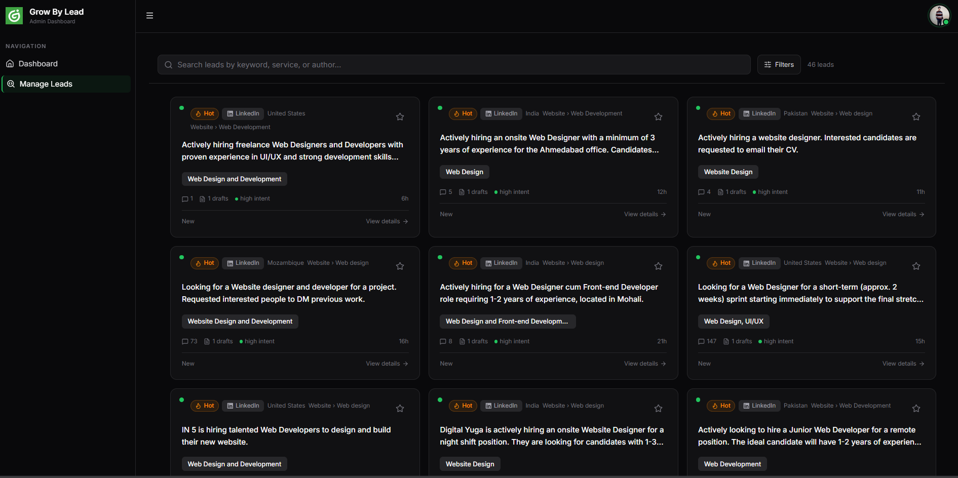 Outreach drafts library — multiple message angles per lead